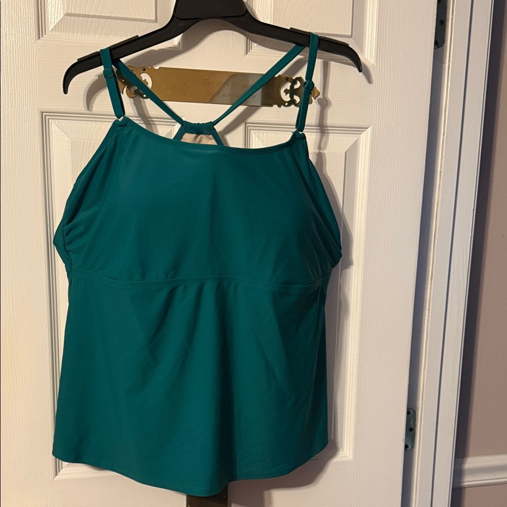 Kona Sol Teal Strappy Tankini Swim Top; size: 3X. NWOT